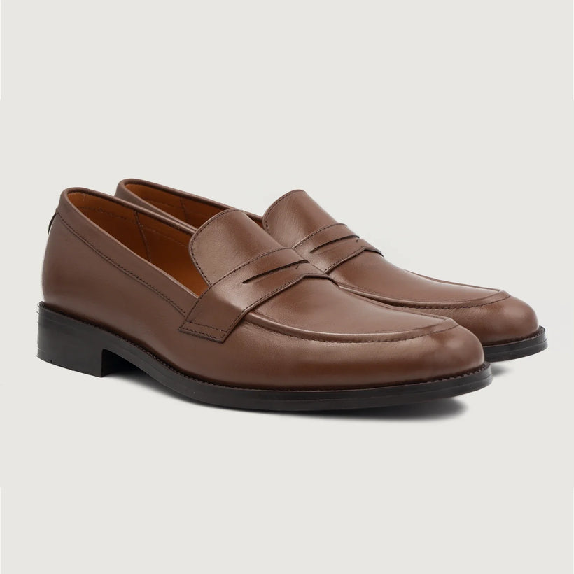 Baxton Brúnn Leather Loafers fyrir karla