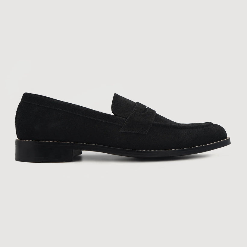 Baxton Svartur Suede Leather Loafers fyrir karla
