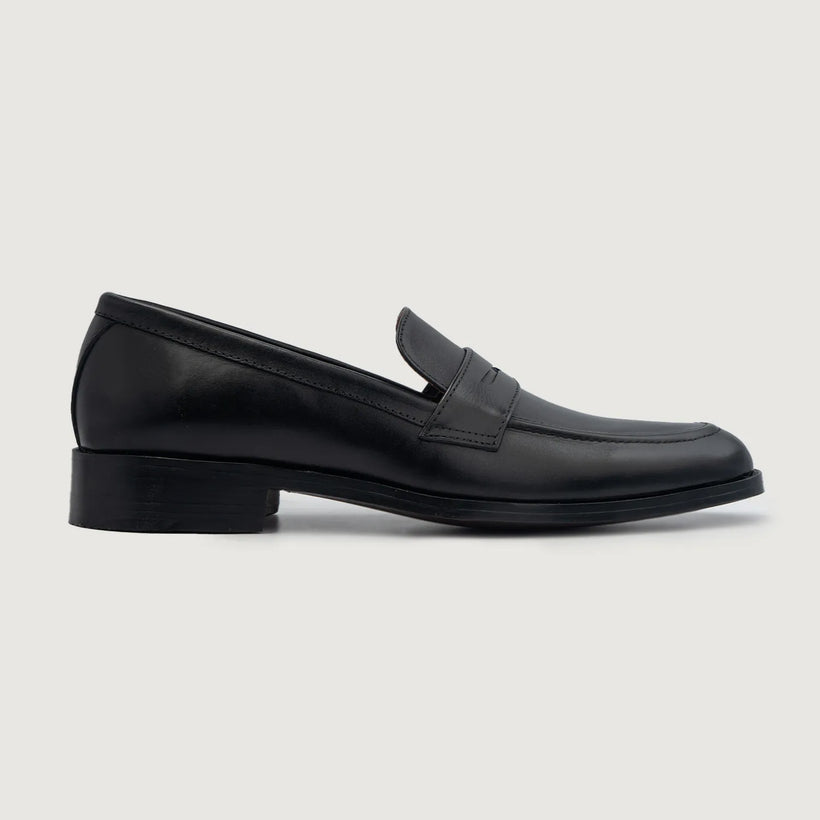 Baxton Svartur Leather Loafers fyrir karla