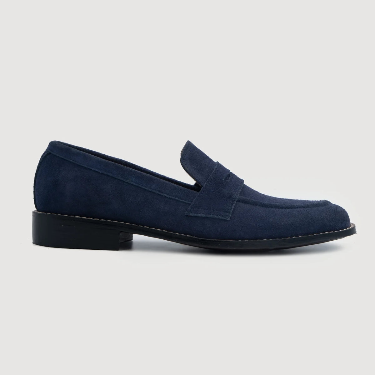 Midnight Blue Goatskin Suede Leather Loafers - Goodyear randsaumur og táhluti