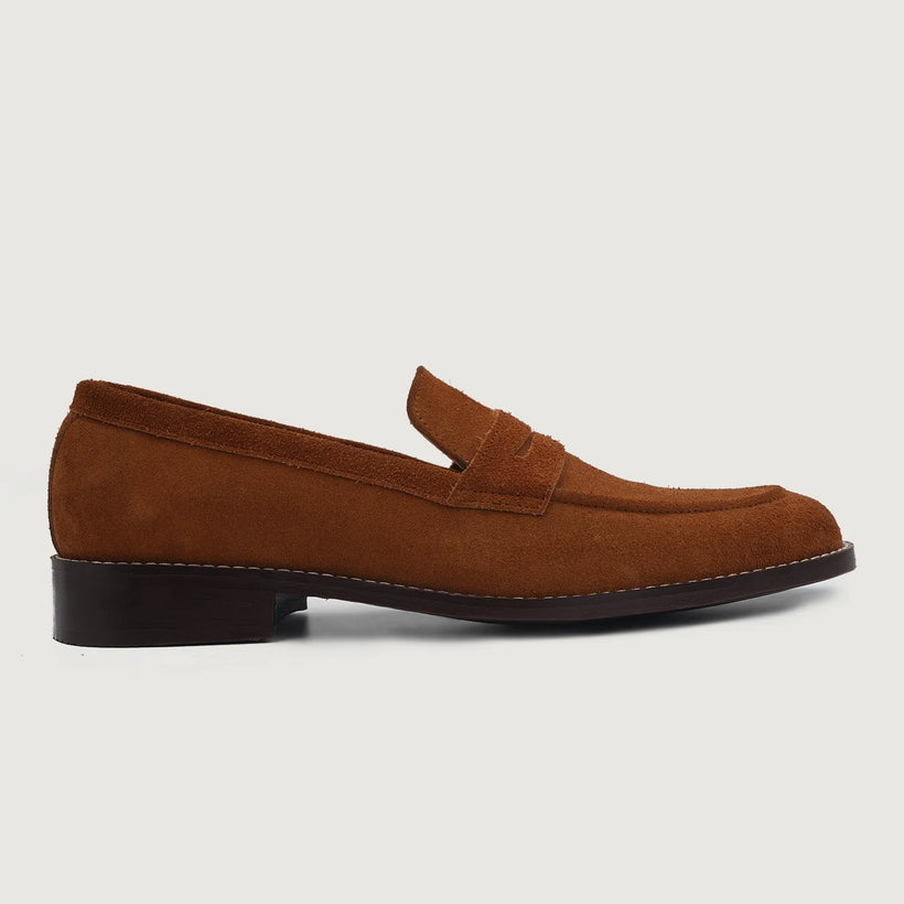 Baxton Brúnn Suede Leather Loafers fyrir karla