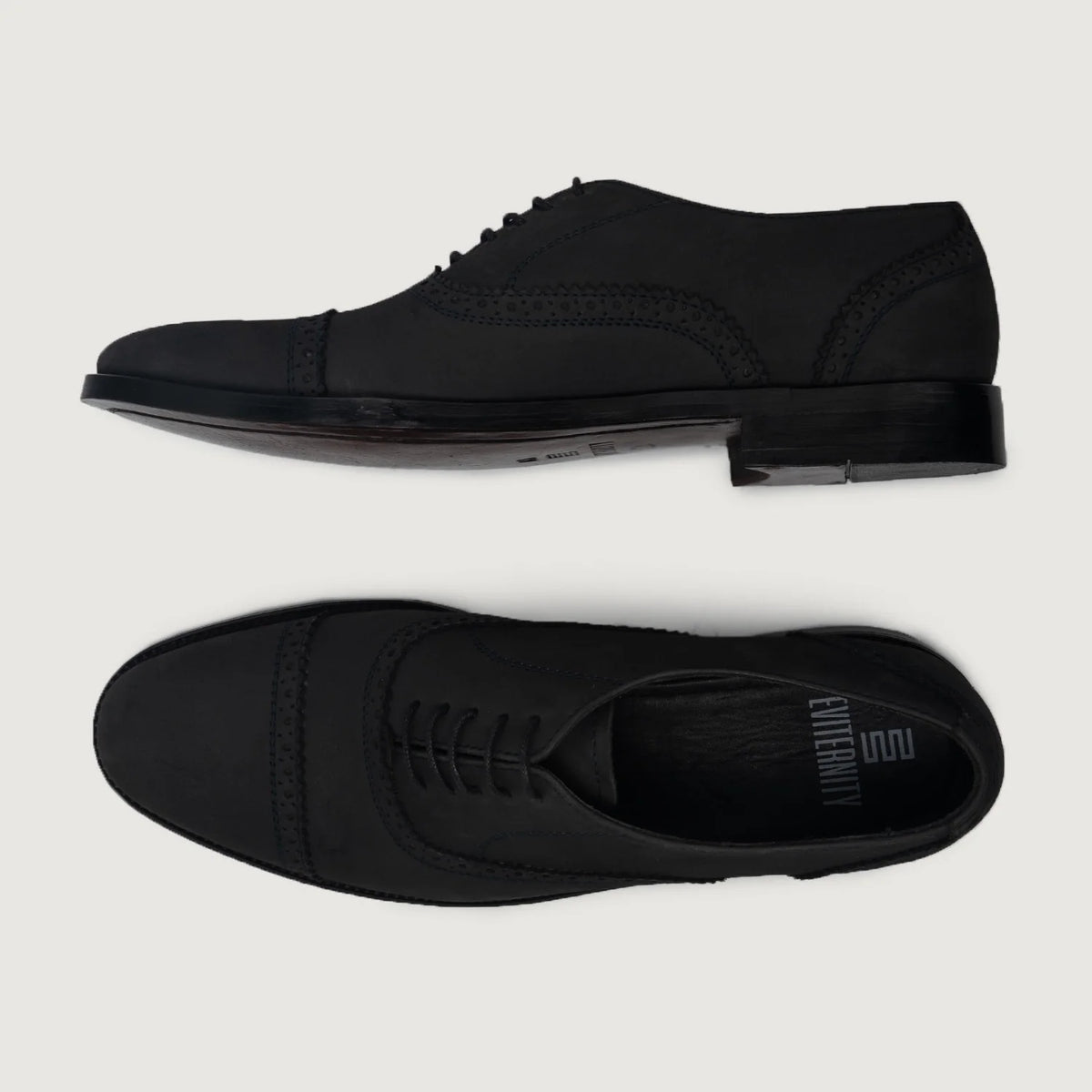 Greyson Brogues Oxford Svartur Nubuck Leðurskór fyrir Karla For Men - Styrktur hæll og tvöfaldir saumar