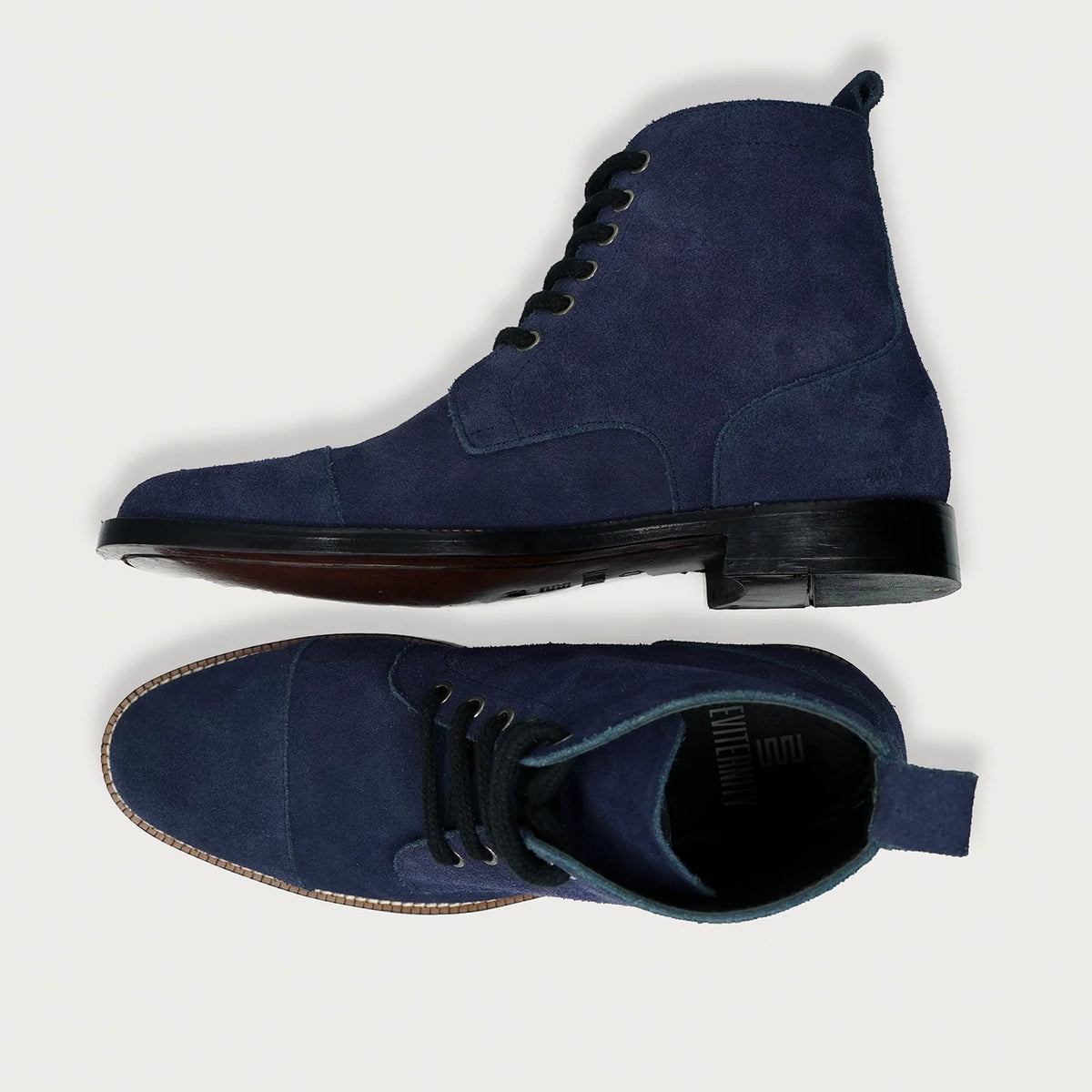 Knight Derby Midnight Blár Suede Leðurstígvél fyrir Karla For Men - Styrktur hæll og tvöfaldir saumar