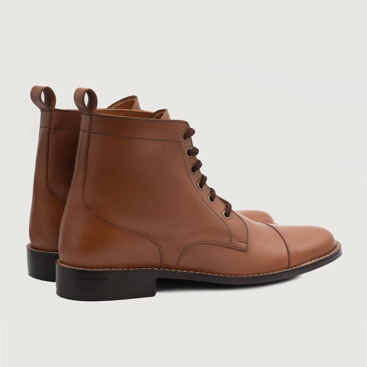 Knight Derby Ljósbrúnn Leðurstígvél fyrir Karla For Men - Styrktur hæll og tvöfaldir saumar