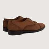 High-Traction Rubber Outsole & Lug Tread Pattern on Men's Greyson Brogues Oxford Oil Pull-up Brown Leather Shoes