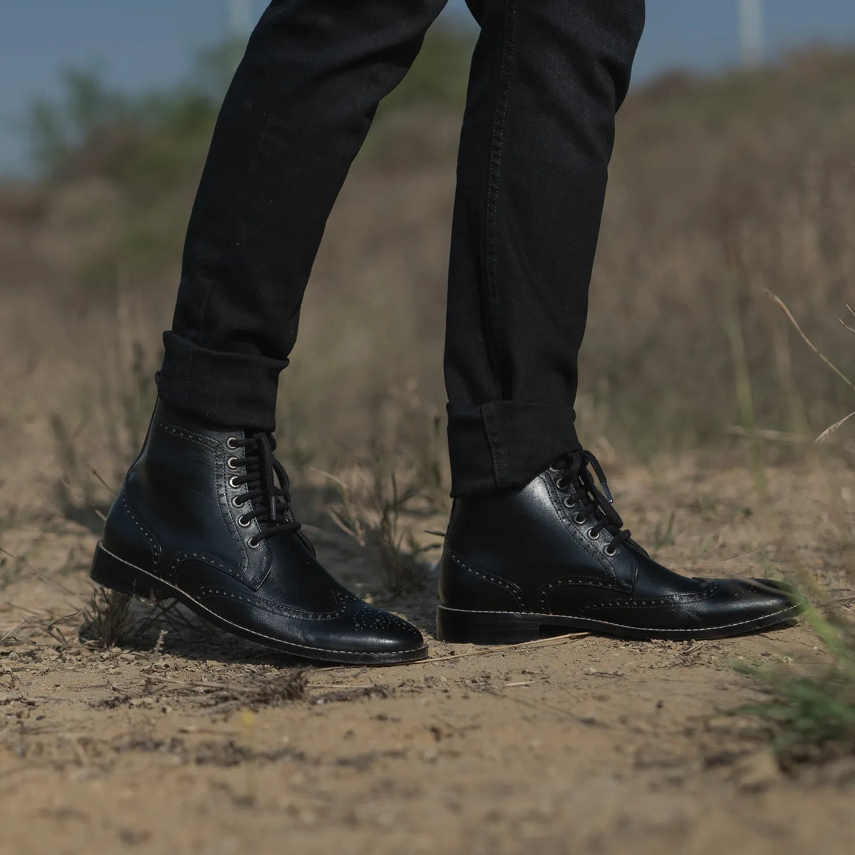 Orlaven Duster Brogues Derby Svartur Leðurstígvél fyrir Karla footwear image 9
