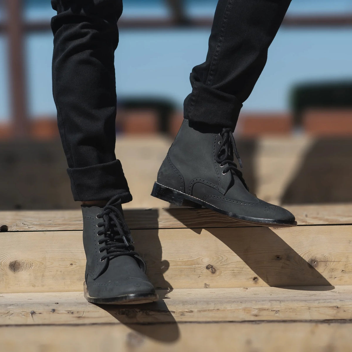 Orlaven Duster Brogues Derby Svartur Nubuck Leðurstígvél fyrir Karla footwear image 9