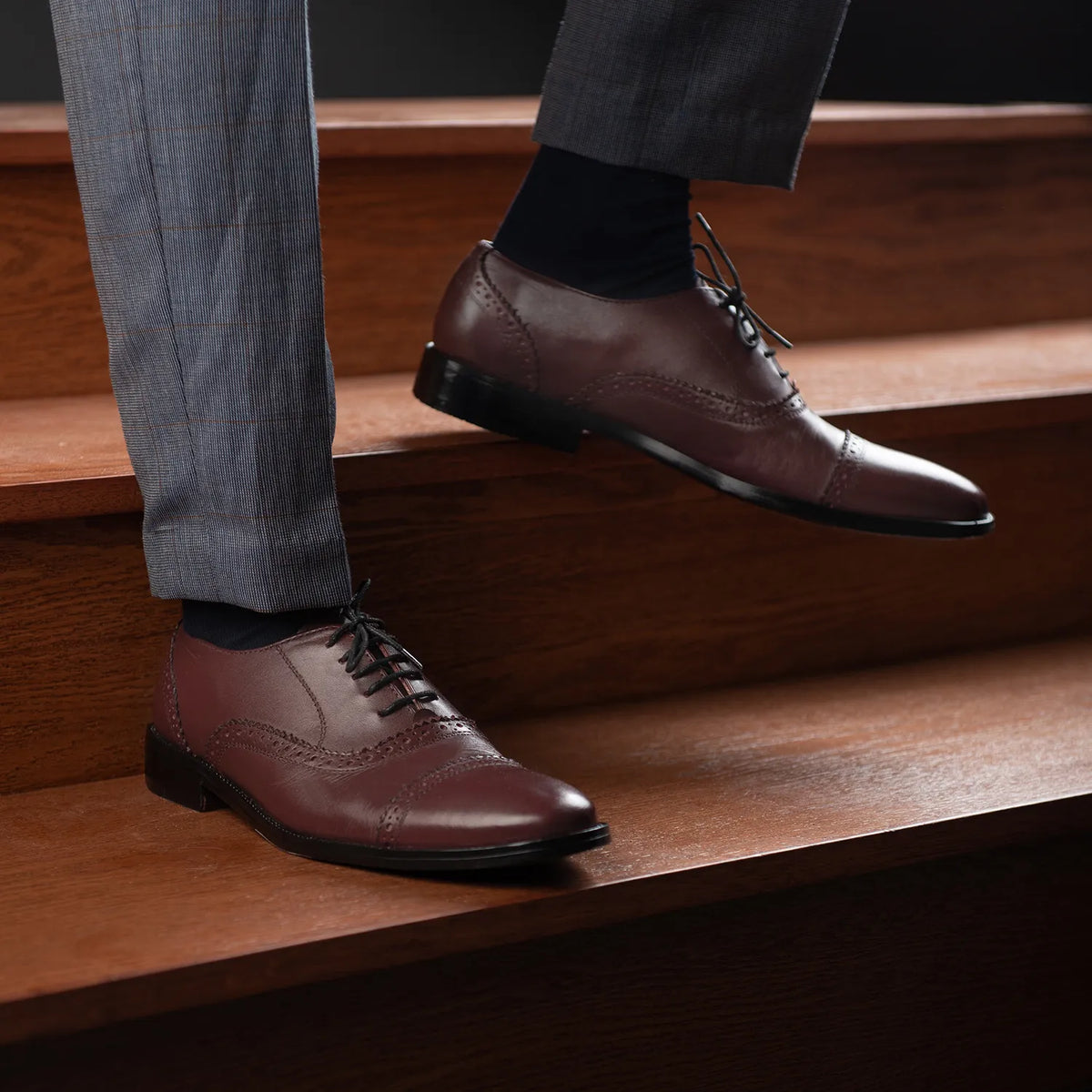 Orlaven Greyson Brogues Oxford Vínrauður Leðurskór fyrir Karla footwear image 9