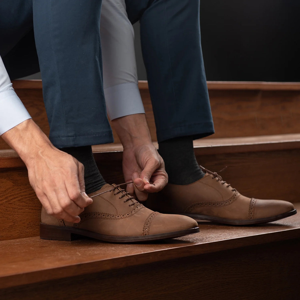 Orlaven Greyson Brogues Oxford Oil Pull-up Brúnn Leðurskór fyrir Karla footwear image 9