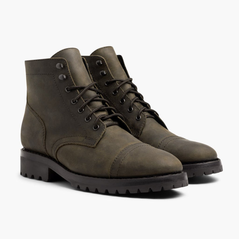 Captain StormKing® Dark Olive Matte Leather Boots fyrir karla