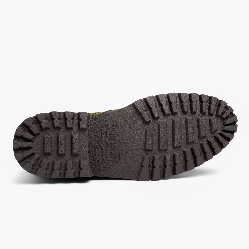 High-Traction Rubber Outsole & Lug Tread Pattern on Captain StormKing® Dark Olive Matte Leðurstígvél fyrir Karla