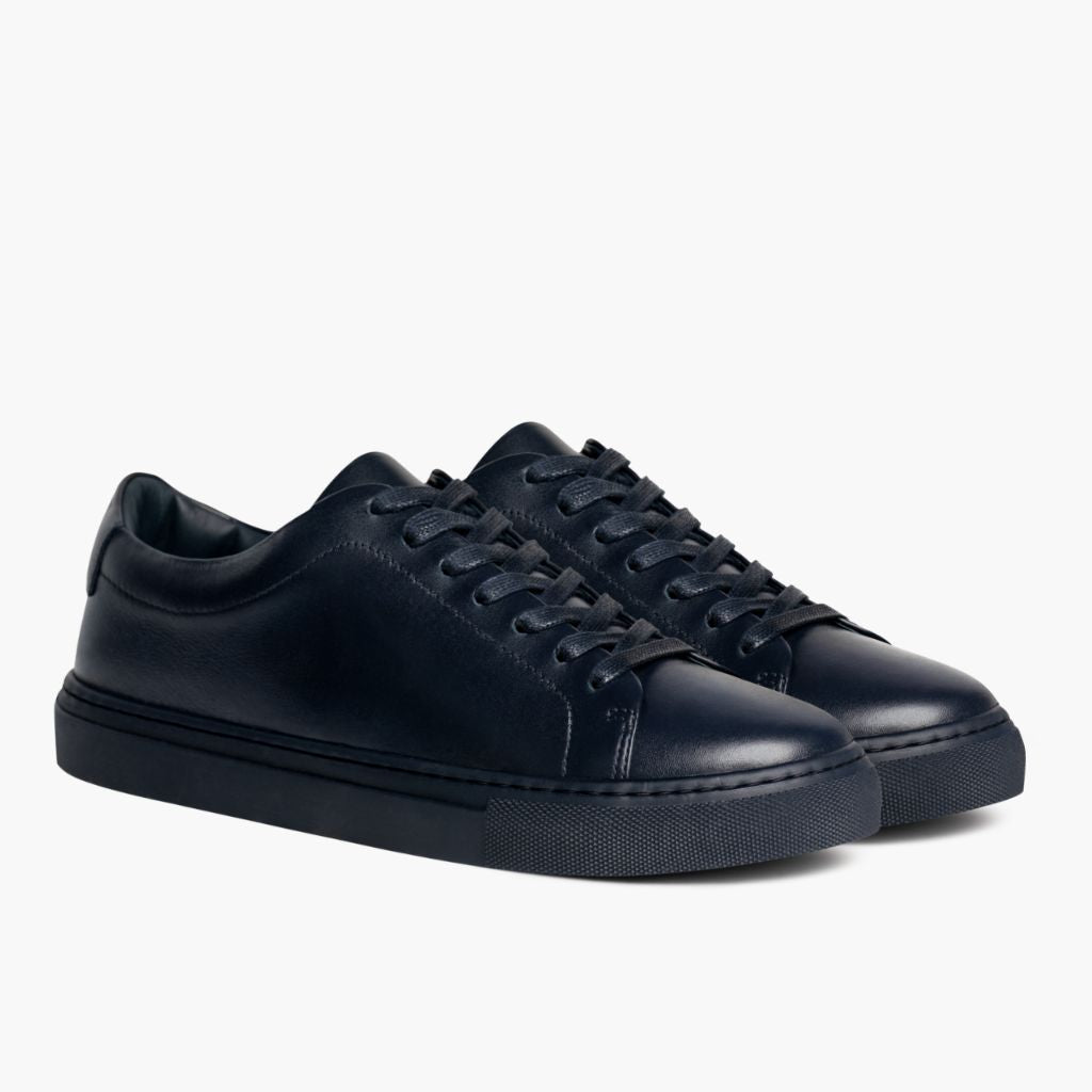 Encore Navy Leather Sneakers in Navy Full-Grain Leather - Hliðarsýn | Kaupa á netinu