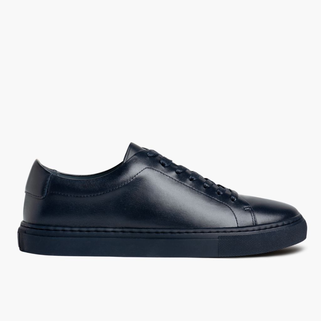 Navy Full-Grain leather Sneakers - Goodyear randsaumur og táhluti