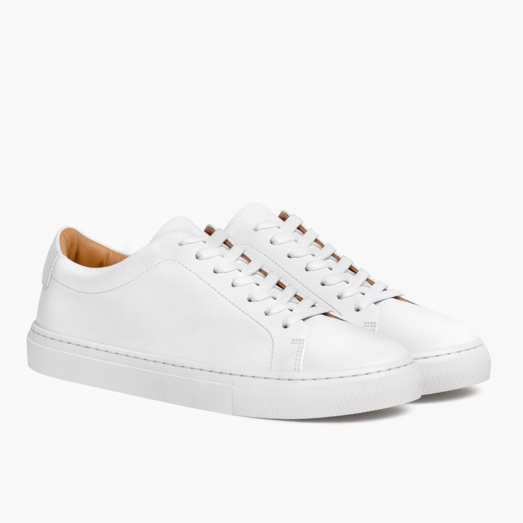 Encore White Leather Sneakers in White Full-Grain Leather - Hliðarsýn | Kaupa á netinu