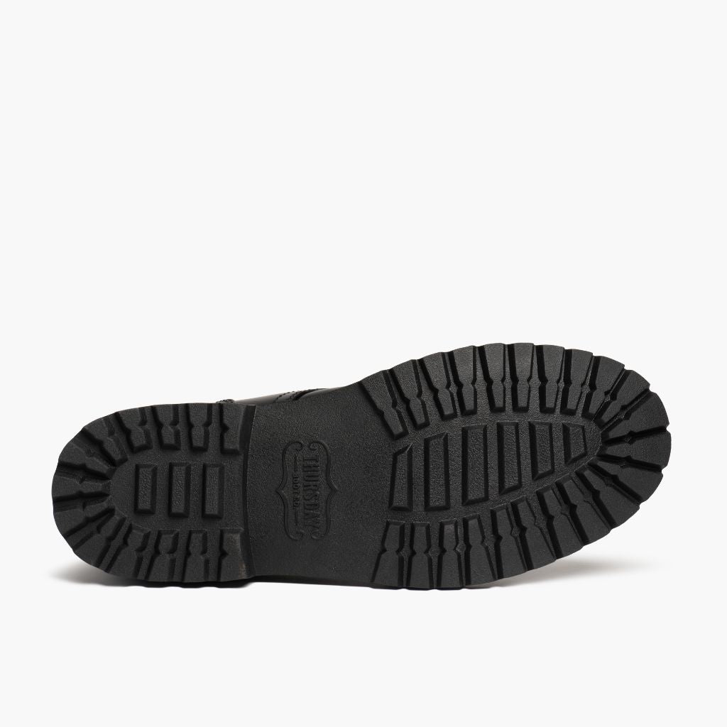 High-Traction Rubber Outsole & Lug Tread Pattern on Hero Svartur Leðurstígvél fyrir Karla