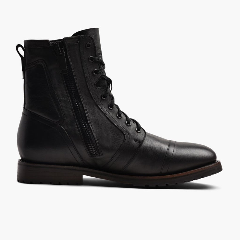 Casa Moto Svartur Leather Boots fyrir karla