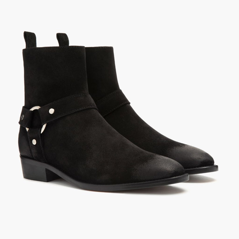 Harness Svartur Suede Leðurstígvél fyrir Karla