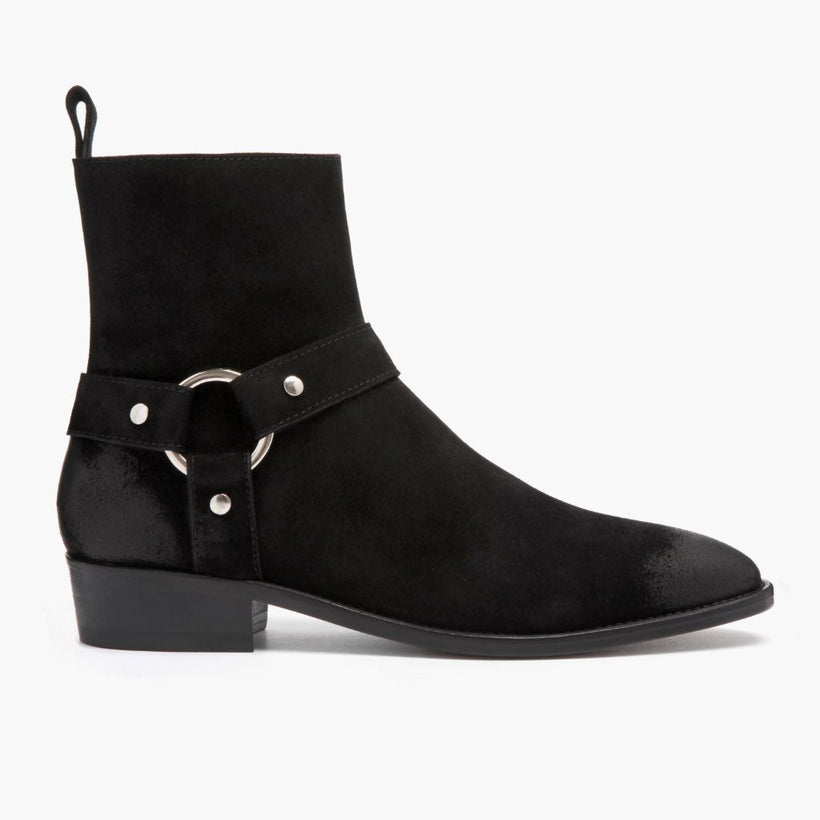 Harness Svartur Suede Leðurstígvél fyrir Karla