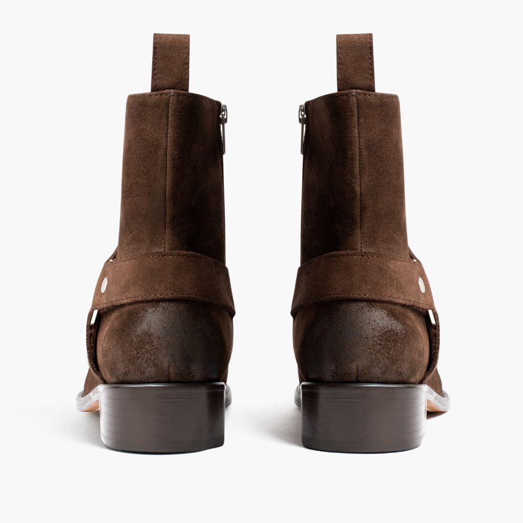 High-Traction Rubber Outsole & Lug Tread Pattern on Harness Dark Brúnn Suede Leðurstígvél fyrir Karla