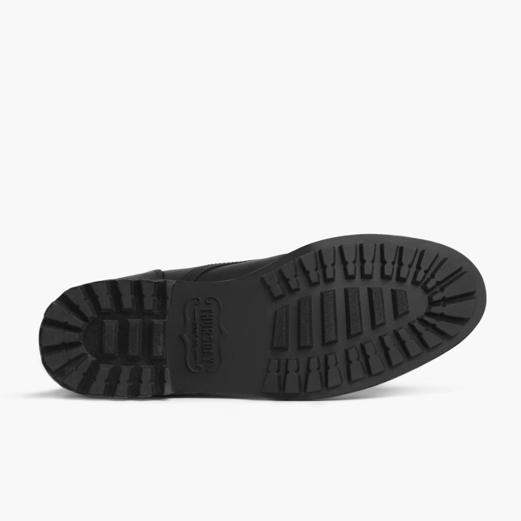 High-Traction Rubber Outsole & Lug Tread Pattern on Logger Svartur Matte Leðurstígvél fyrir Karla