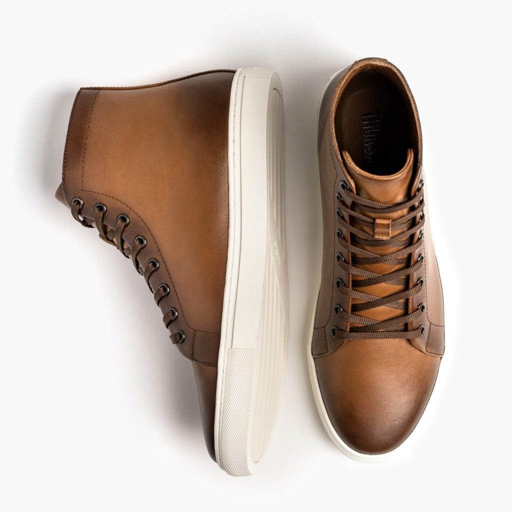 Premier High Top Toffee Leðurstrigaskór fyrir Karla For Men - Styrktur hæll og tvöfaldir saumar
