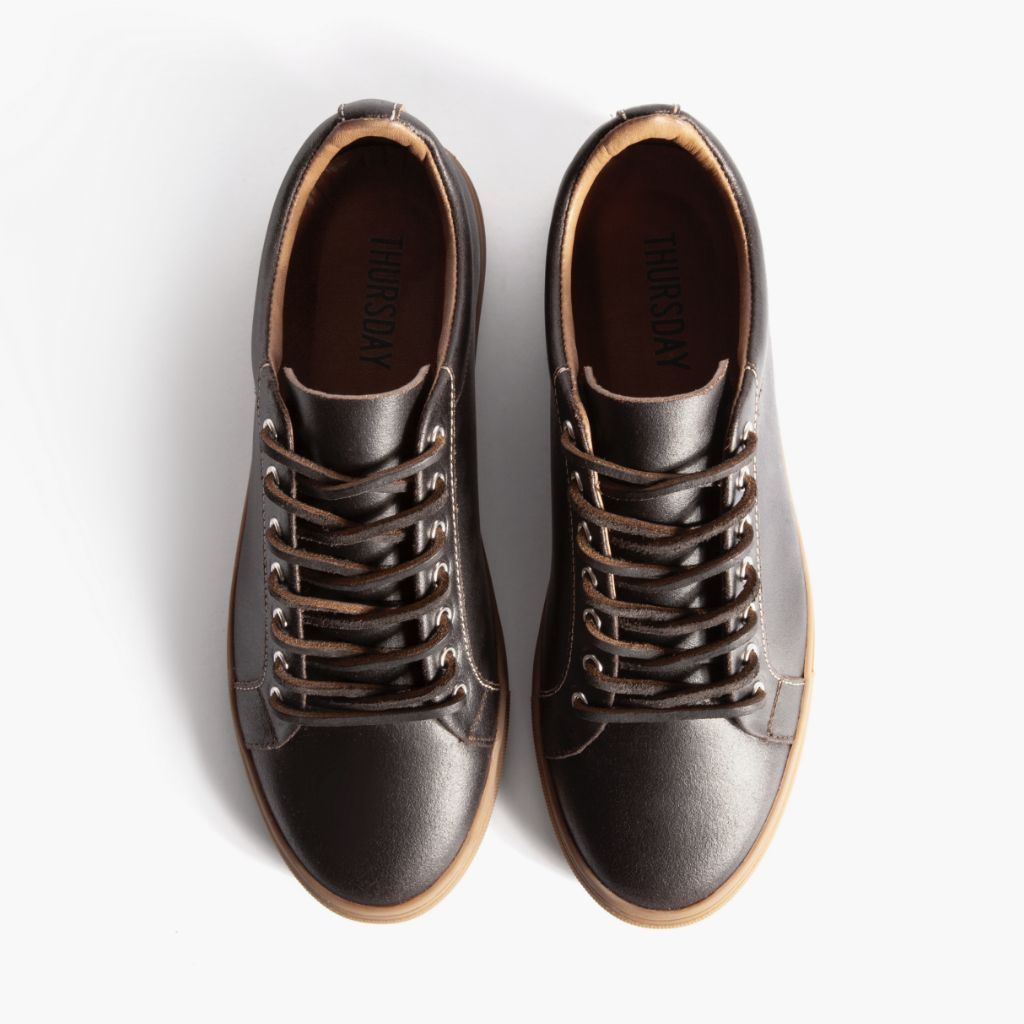 Premier Low Top Cacao Leðurstrigaskór fyrir Karla For Men - Styrktur hæll og tvöfaldir saumar