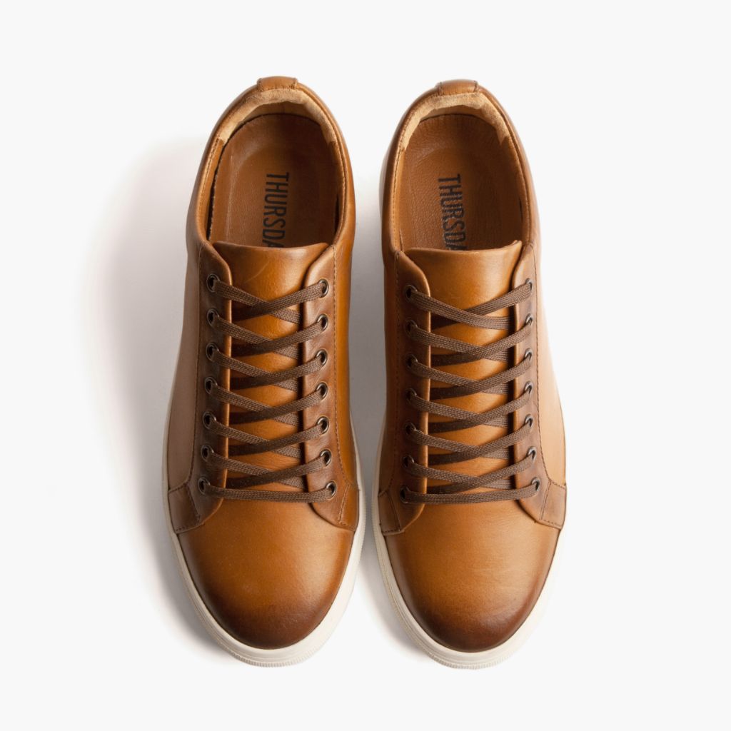 Premier Low Top Toffee Leðurstrigaskór fyrir Karla For Men - Styrktur hæll og tvöfaldir saumar