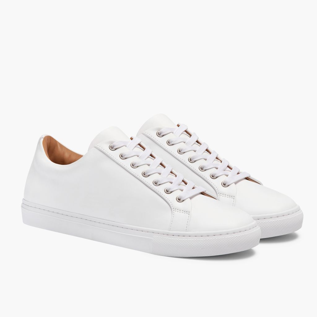 Premier Low Top White Leðurstrigaskór fyrir Karla For Men in White Full-Grain Leather - Hliðarsýn | Kaupa á netinu