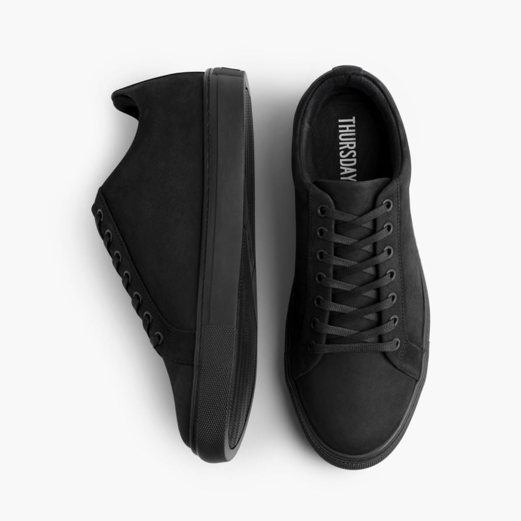 Premier Low Top Svartur Matte Leðurstrigaskór fyrir Karla For Men - Styrktur hæll og tvöfaldir saumar