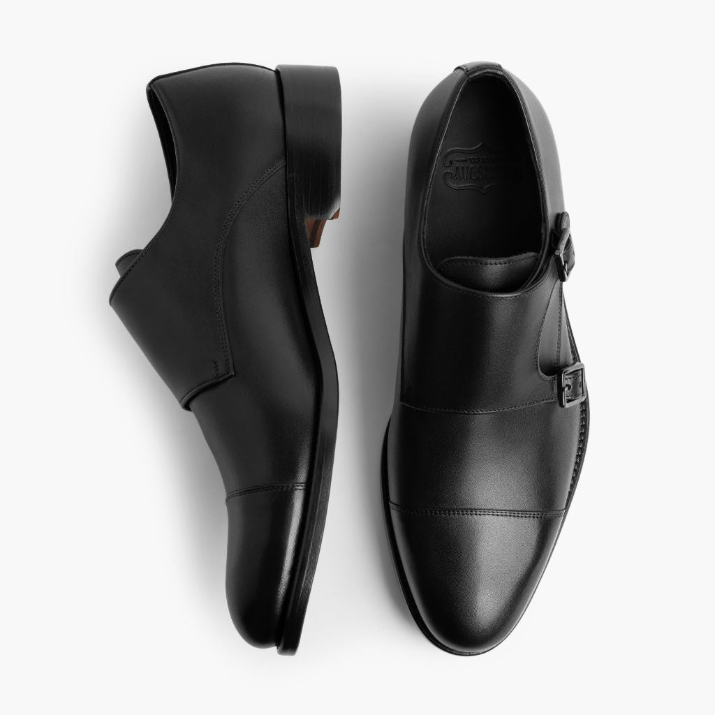 Saint Svartur Leður lágskór fyrir Karla For Men - Styrktur hæll og tvöfaldir saumar