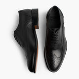 Aviator Black Leather Loafers - Lateral Side Profile View Showing Sleeve Cut & Athletic Taper Fit