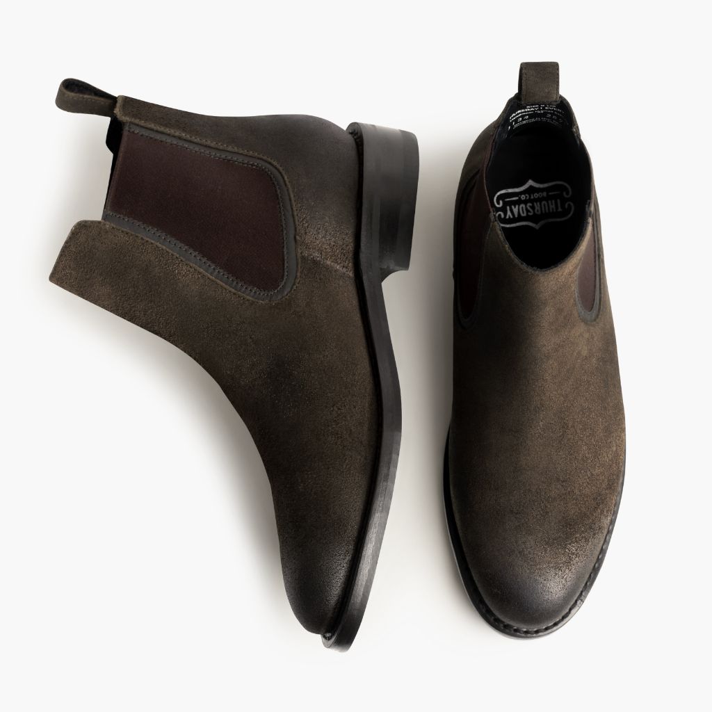 Duke Dark Olive Suede Leðurstígvél fyrir Karla - Styrktur hæll og tvöfaldir saumar
