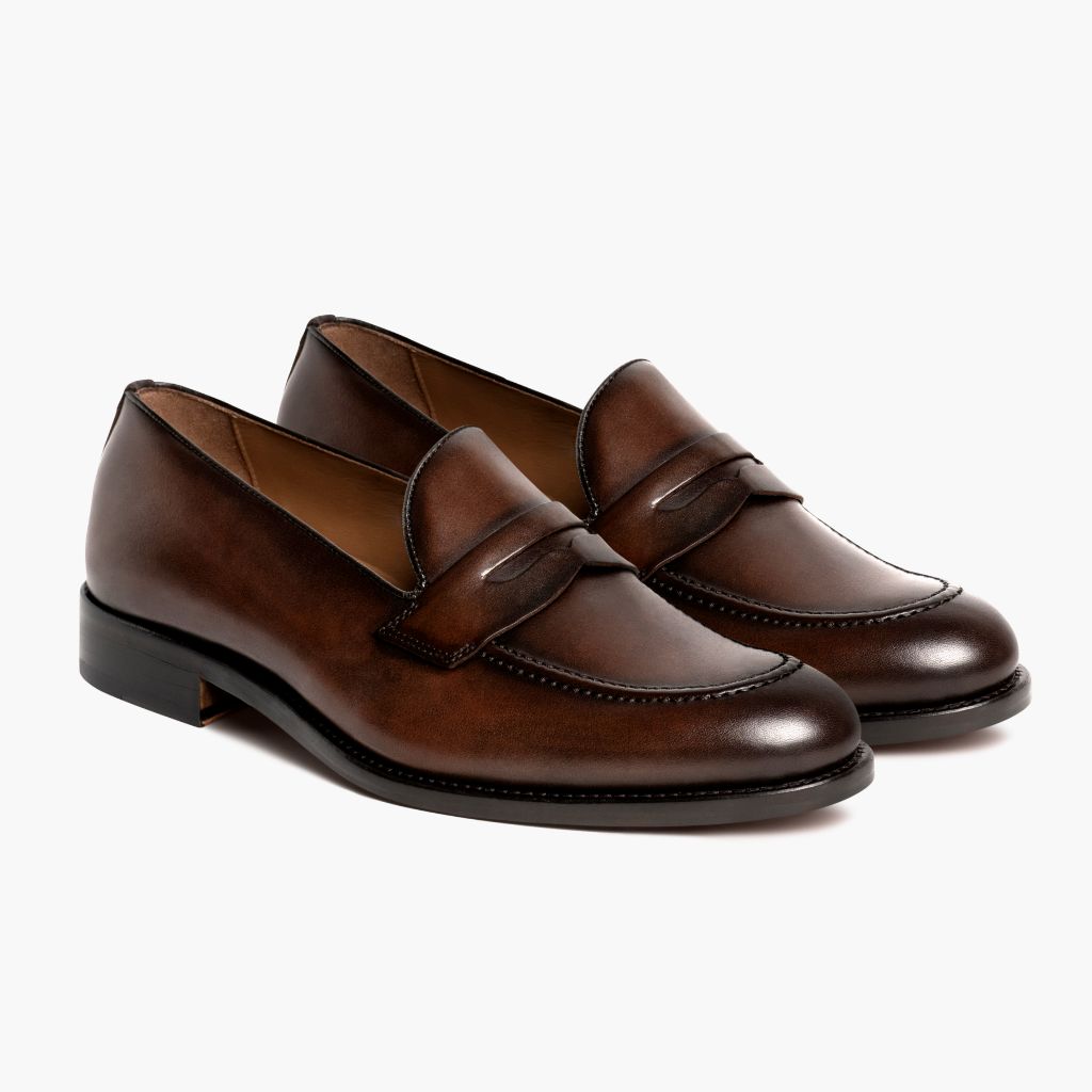 Lincoln Rich Mahogany Leðurstrigaskór fyrir Karla in Classic Full-Grain Leather - Hliðarsýn | Kaupa á netinu