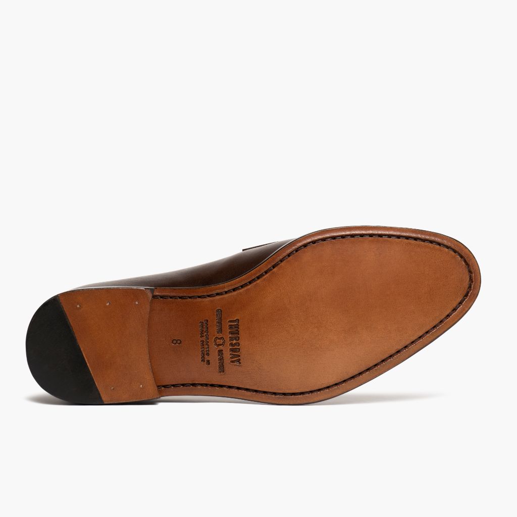 High-Traction Rubber Outsole & Lug Tread Pattern on Lincoln Rich Mahogany Leðurstrigaskór fyrir Karla