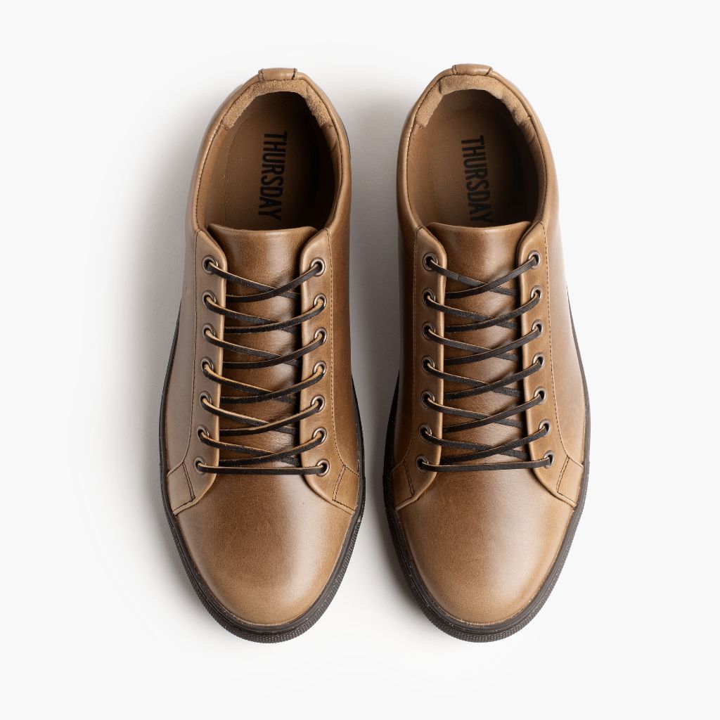 Premier Low Top Natural Leðurstrigaskór fyrir Karla For Men - Styrktur hæll og tvöfaldir saumar