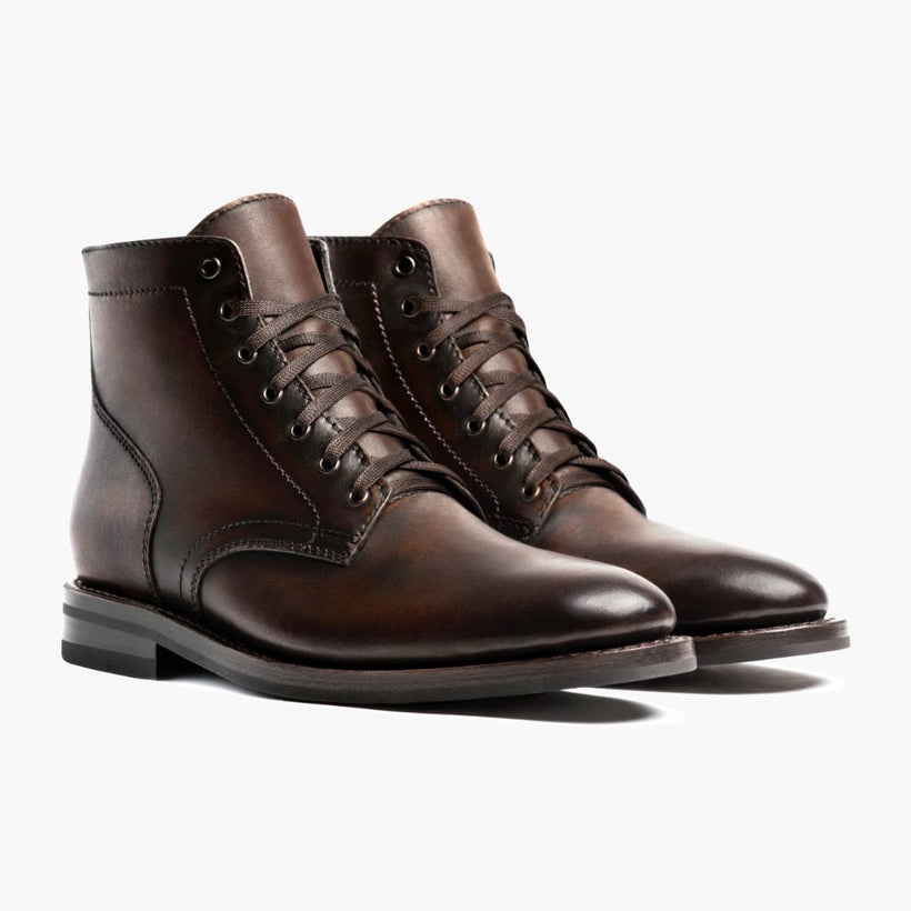 President Svartur Coffee Leather Boots fyrir karla