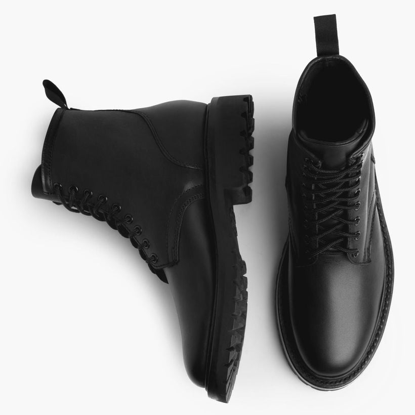 Stomper Svartur (No Zipper) Leather Boots fyrir karla