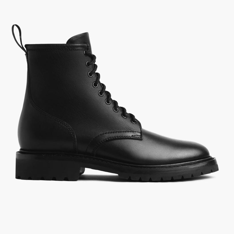 Stomper Svartur (No Zipper) Leather Boots fyrir karla