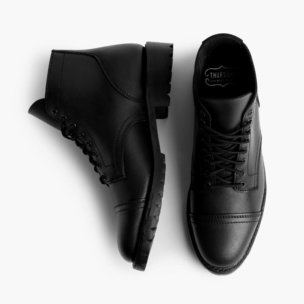 Vanguard Svartur Waxed Roughout Leðurstígvél fyrir Karla For Men - Styrktur hæll og tvöfaldir saumar