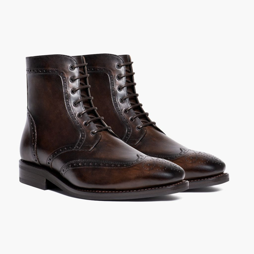 Wingtip Dark Oak Leather Boots fyrir karla