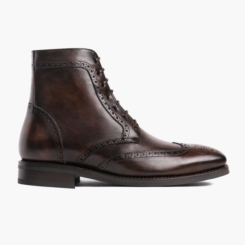 Wingtip Dark Oak Leather Boots fyrir karla