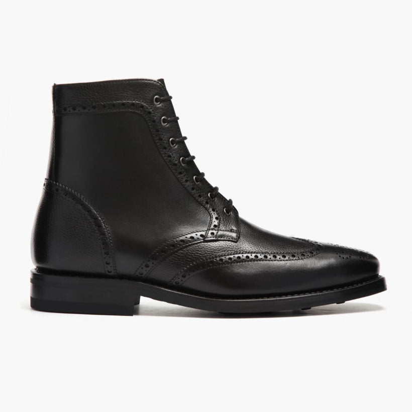 Wingtip Svartur Leather Boots fyrir karla