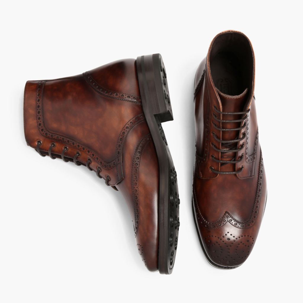 Wingtip Color #77 Leðurstígvél fyrir Karla For Men - Styrktur hæll og tvöfaldir saumar