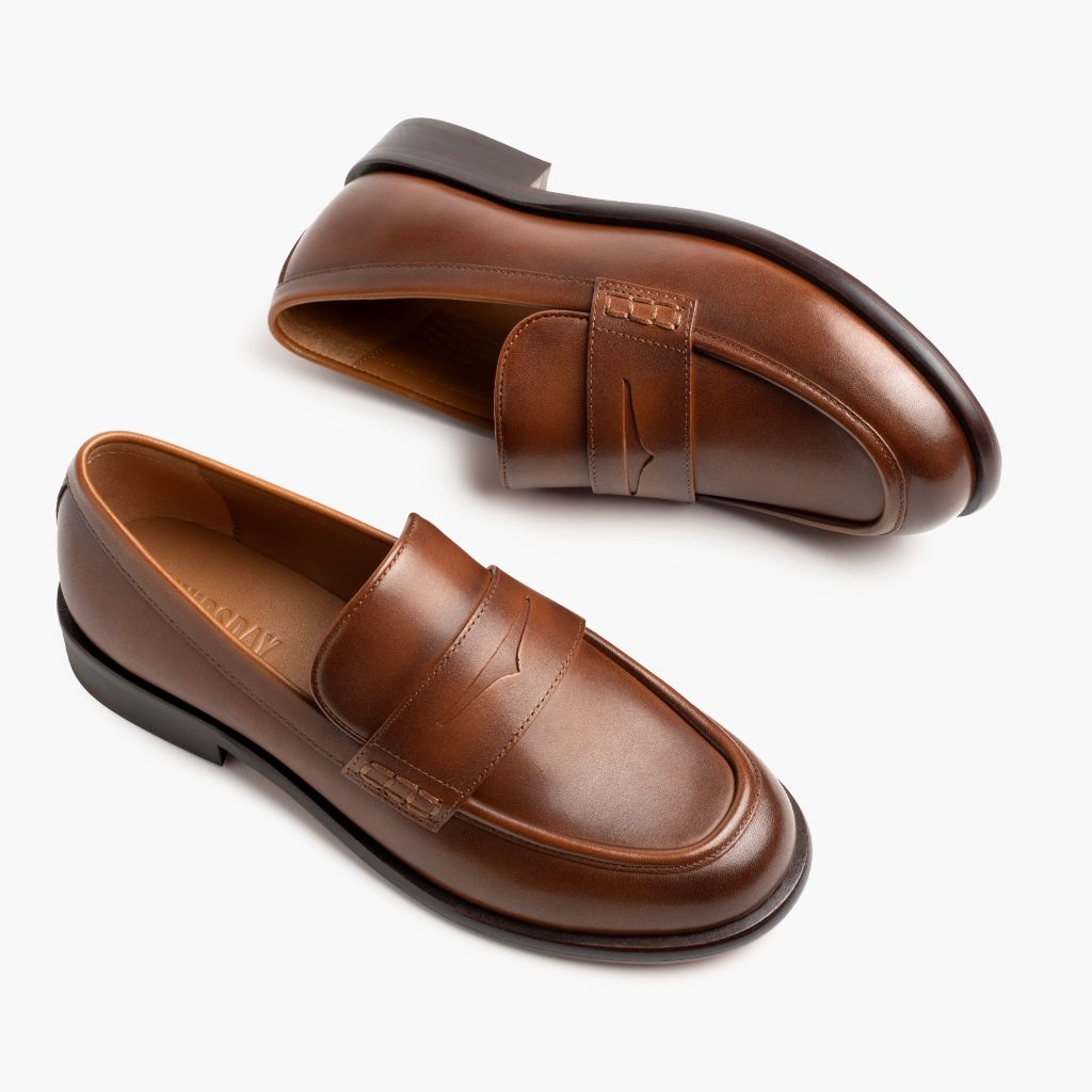High-Traction Rubber Outsole & Lug Tread Pattern on Dress Penny Pecan Leðurstígvél fyrir Konur