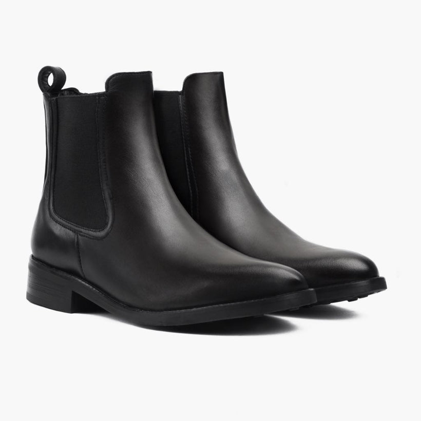 Duchess Svartur Leather Boots fyrir konur