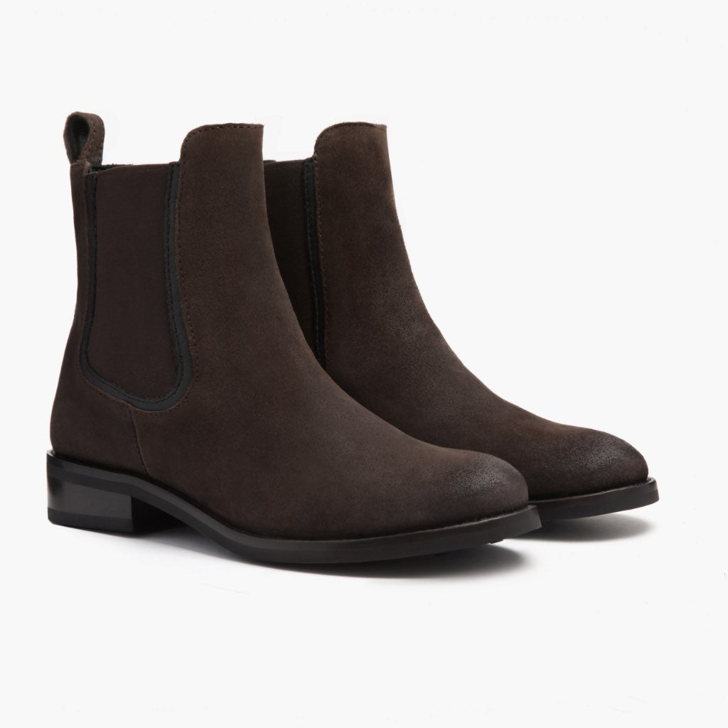 Dark Brown Goatskin Suede Leather Boots - Goodyear randsaumur og táhluti