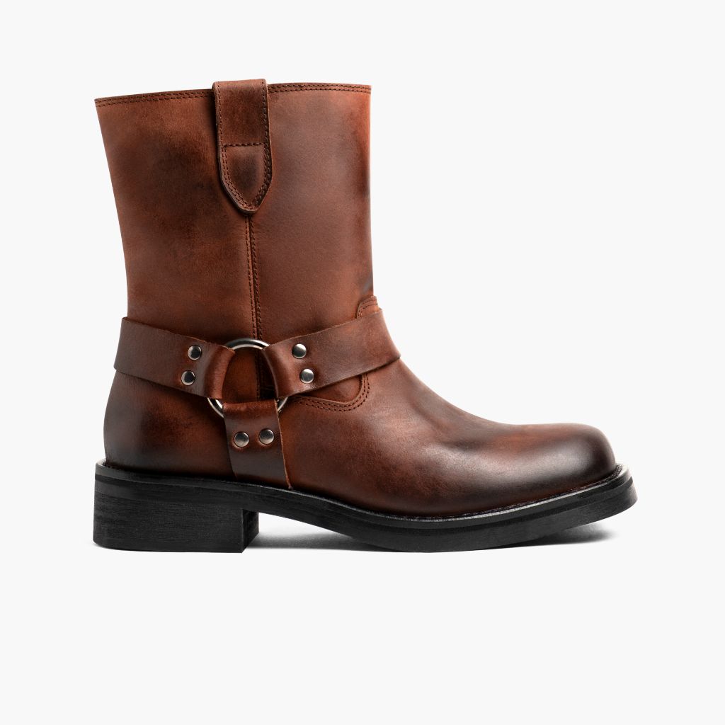Outlaw Rust Brúnn Leðurstígvél fyrir Konur in Brown Full-Grain Leather - Hliðarsýn | Kaupa á netinu
