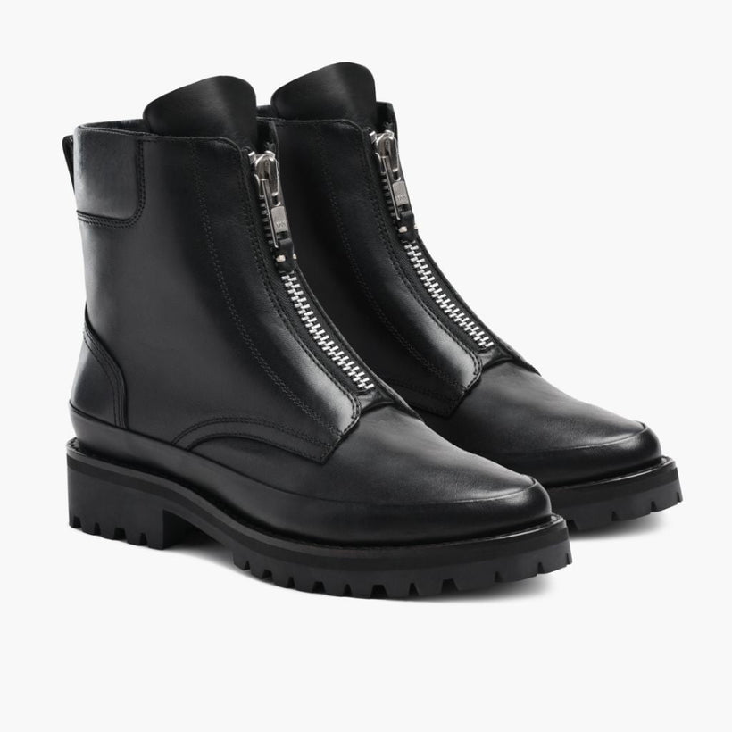 Ryder Svartur Leather Boots fyrir konur