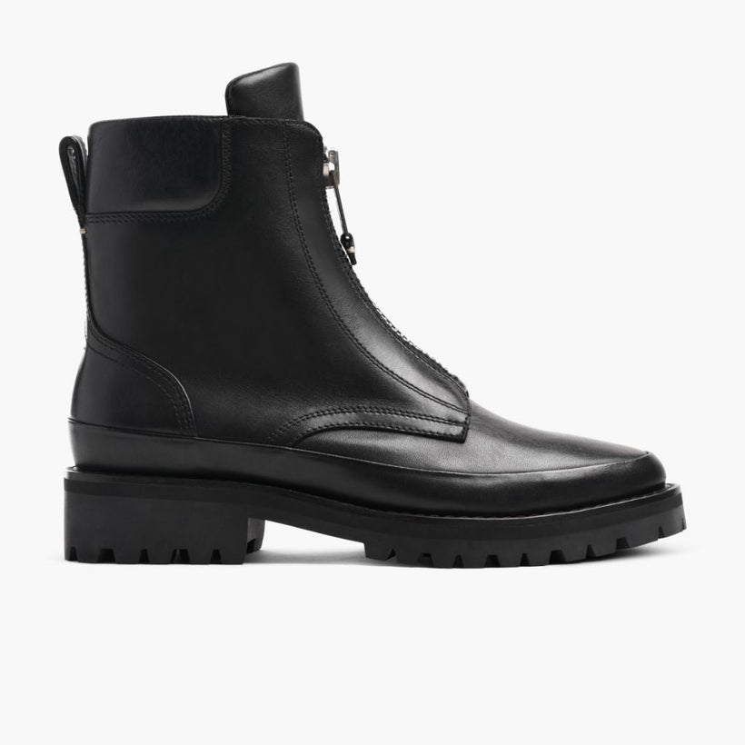Ryder Svartur Leather Boots fyrir konur