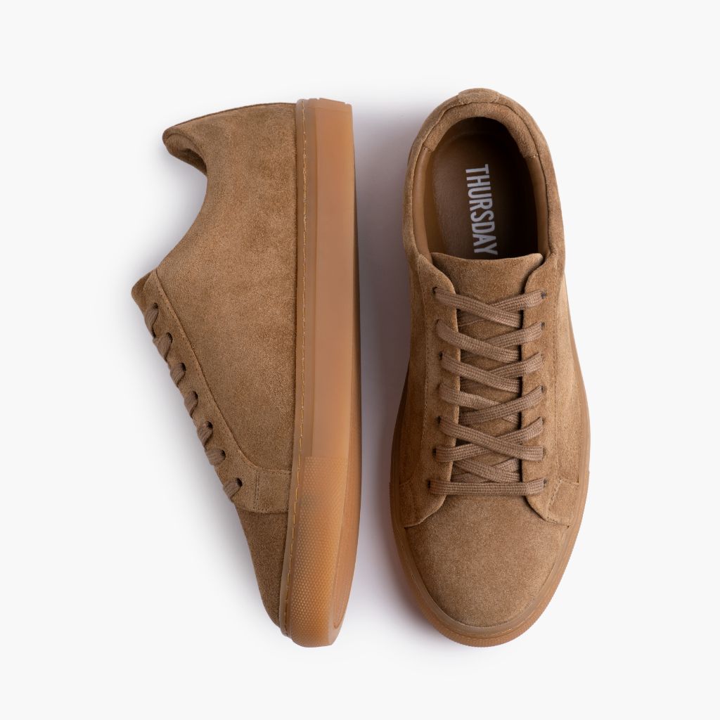 Premier Low Top Camel Leðurstrigaskór fyrir Konur - Styrktur hæll og tvöfaldir saumar